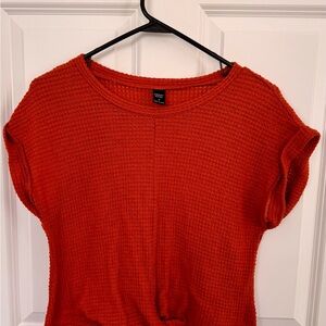 Textured Red Short-Sleeve Knit Top by Lush